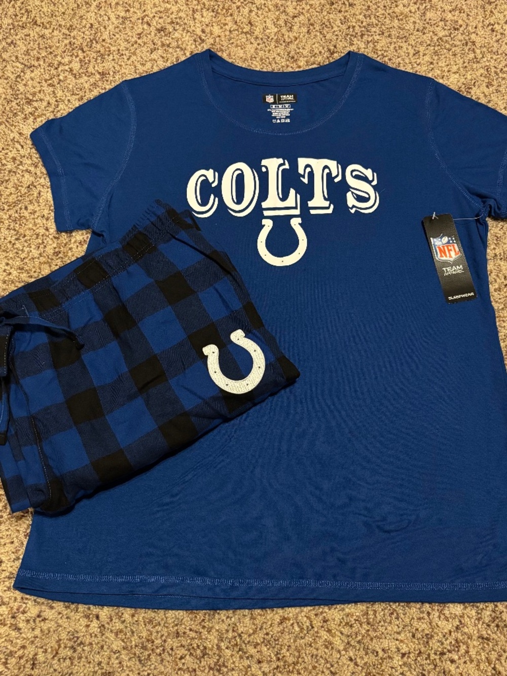 Indianapolis Colts NFL Team Apparel Women's Sleepwear Top & Flannel Pant Set XL